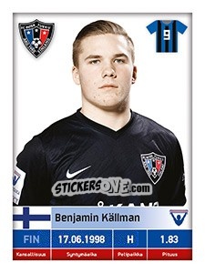 Sticker Benjamin Källman - Veikkausliiga 2016 n. 136 - Carouzel