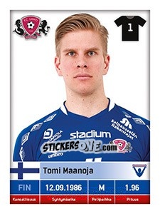 Sticker Tomi Maanoja - Veikkausliiga 2016 n. 137 - Carouzel