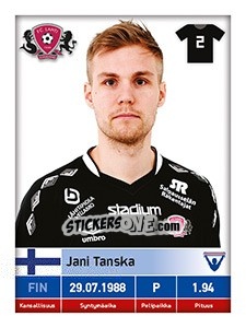 Sticker Jani Tanska - Veikkausliiga 2016 n. 141 - Carouzel