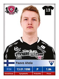 Sticker Paavo Ahola - Veikkausliiga 2016 n. 142 - Carouzel