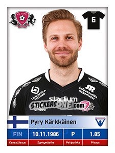 Sticker Pyry Kärkkäinen - Veikkausliiga 2016 - Carouzel