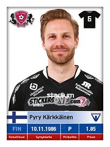 Sticker Pyry Kärkkäinen - Veikkausliiga 2016 n. 143 - Carouzel