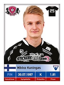 Sticker Mikko Kuningas - Veikkausliiga 2016 n. 151 - Carouzel