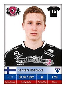 Sticker Santeri Hostikka - Veikkausliiga 2016 n. 154 - Carouzel