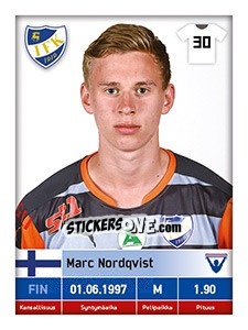 Sticker Marc Nordqvist - Veikkausliiga 2016 - Carouzel