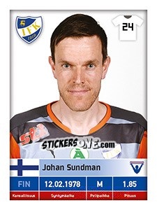 Sticker Johan Sundman - Veikkausliiga 2016 - Carouzel