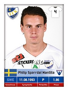 Sticker Philip Sparrdal Mantilla - Veikkausliiga 2016 - Carouzel
