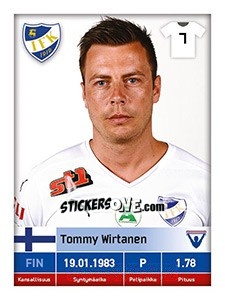 Sticker Tommy Wirtanen - Veikkausliiga 2016 - Carouzel