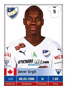 Sticker Dever Orgill - Veikkausliiga 2016 - Carouzel