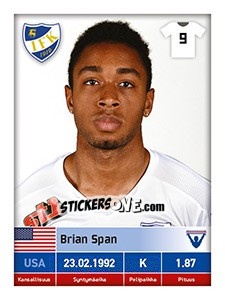 Sticker Brian Span - Veikkausliiga 2016 - Carouzel