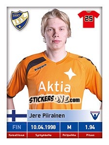 Sticker Jere Piirainen - Veikkausliiga 2016 - Carouzel