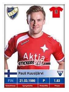 Sticker Pauli Kuusijärvi - Veikkausliiga 2016 - Carouzel
