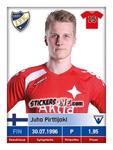Sticker Juho Pirttijoki - Veikkausliiga 2016 - Carouzel