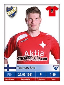 Cromo Tuomas Aho - Veikkausliiga 2016 - Carouzel