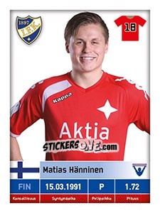 Sticker Matias Hänninen - Veikkausliiga 2016 - Carouzel