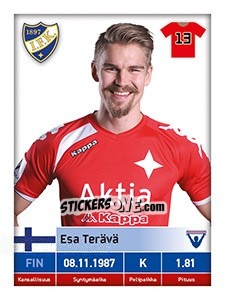 Cromo Esa Terävä - Veikkausliiga 2016 - Carouzel