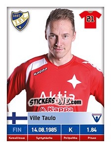 Sticker Ville Taulo - Veikkausliiga 2016 n. 204 - Carouzel
