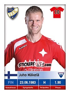 Figurina Juho Mäkelä - Veikkausliiga 2016 n. 207 - Carouzel