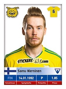 Sticker Samu Nieminen - Veikkausliiga 2016 - Carouzel