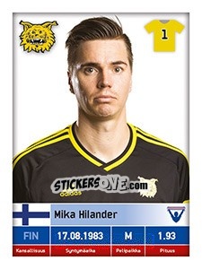 Sticker Mika Hilander - Veikkausliiga 2016 - Carouzel