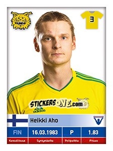 Sticker Heikki Aho - Veikkausliiga 2016 - Carouzel