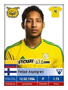 Cromo Felipe Aspegren - Veikkausliiga 2016 - Carouzel