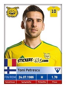 Sticker Tomi Petrescu - Veikkausliiga 2016 - Carouzel