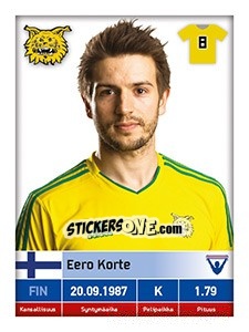 Sticker Eero Korte - Veikkausliiga 2016 - Carouzel