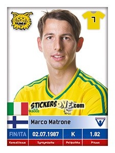 Sticker Marco Matrone - Veikkausliiga 2016 - Carouzel