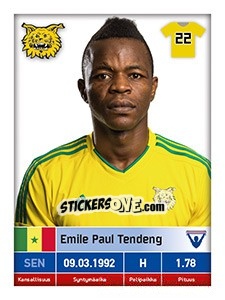 Cromo Emile Paul Tendeng - Veikkausliiga 2016 - Carouzel