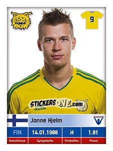 Sticker Jonne Hjelm - Veikkausliiga 2016 - Carouzel