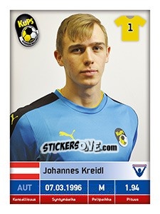 Cromo Johannes Kreidl - Veikkausliiga 2016 - Carouzel