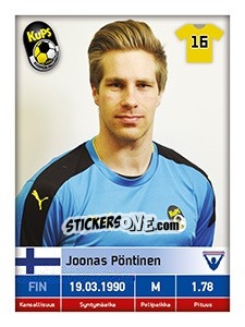Sticker Joonas Pöntinen - Veikkausliiga 2016 - Carouzel