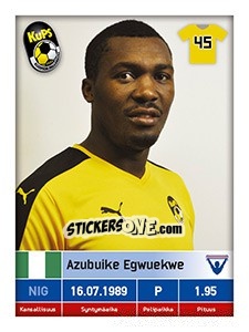 Sticker Azubulke Egwuekwe - Veikkausliiga 2016 - Carouzel