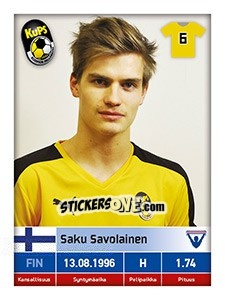 Sticker Saku Savolainen - Veikkausliiga 2016 - Carouzel