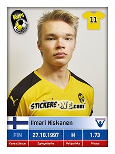 Sticker Ilmari Niskanen - Veikkausliiga 2016 n. 253 - Carouzel