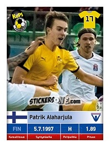 Sticker Patrik Alaharjula - Veikkausliiga 2016 - Carouzel