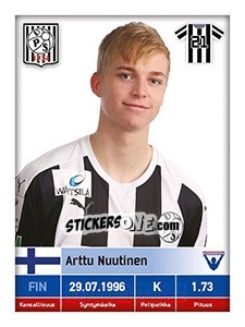 Sticker Arttu Nuutinen - Veikkausliiga 2016 - Carouzel