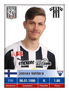 Sticker Joonas Vahtera - Veikkausliiga 2016 - Carouzel