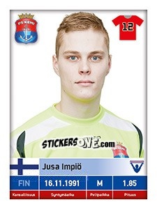 Sticker Jusa Impiö - Veikkausliiga 2016 - Carouzel