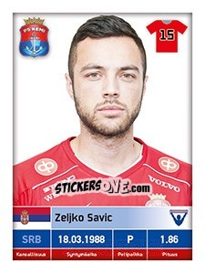 Sticker Zeljko Savic - Veikkausliiga 2016 - Carouzel