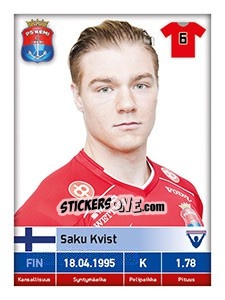 Sticker Saku Kvist - Veikkausliiga 2016 - Carouzel