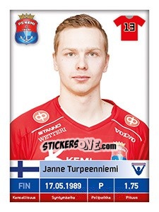 Sticker Janne Turpeenniemi - Veikkausliiga 2016 - Carouzel