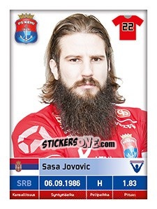 Sticker Sasa Jovovic - Veikkausliiga 2016 - Carouzel