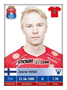 Sticker Joona Veteli - Veikkausliiga 2016 - Carouzel