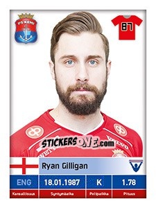 Sticker Ryan Gilligan - Veikkausliiga 2016 - Carouzel
