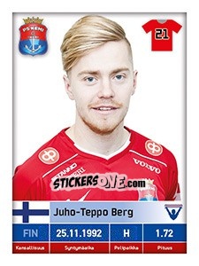 Sticker Juho-Teppo Berg - Veikkausliiga 2016 - Carouzel