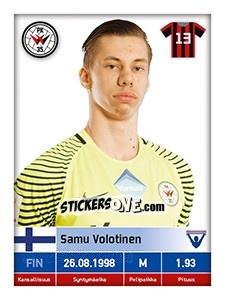 Cromo Samu Volotinen - Veikkausliiga 2016 - Carouzel