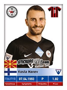 Sticker Kosta Manev - Veikkausliiga 2016 - Carouzel