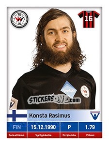Sticker Konsta Rasimus - Veikkausliiga 2016 - Carouzel